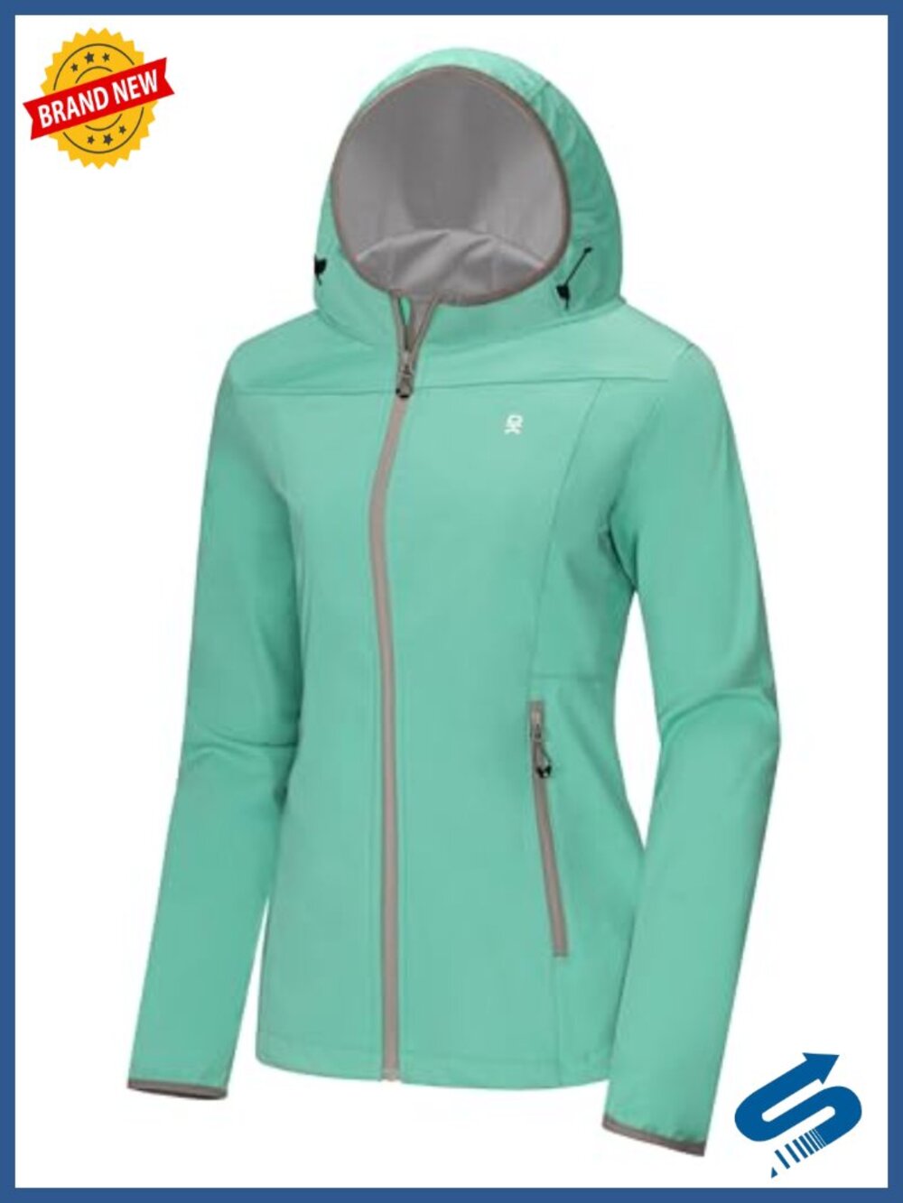 Women's Lightweight Hooded Softshell Jacket Windproof Water Repellent Running